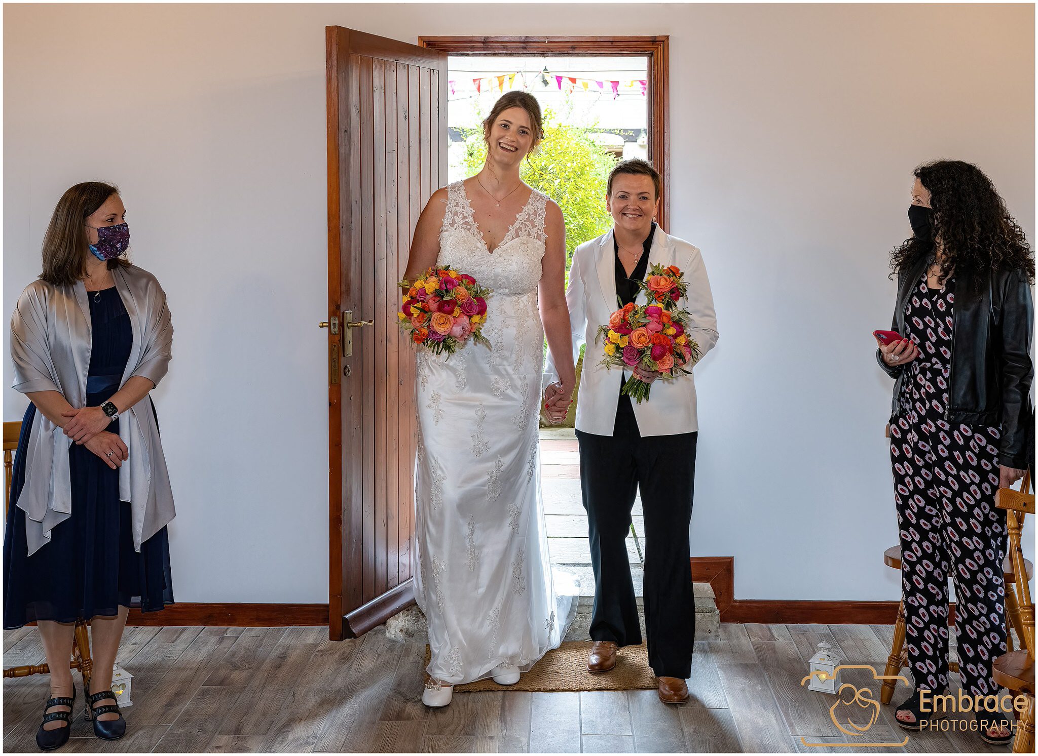 Same sex wedding couple photographed by Embrace Photography at Hall Farm Cottages, Ludham, Norfolk